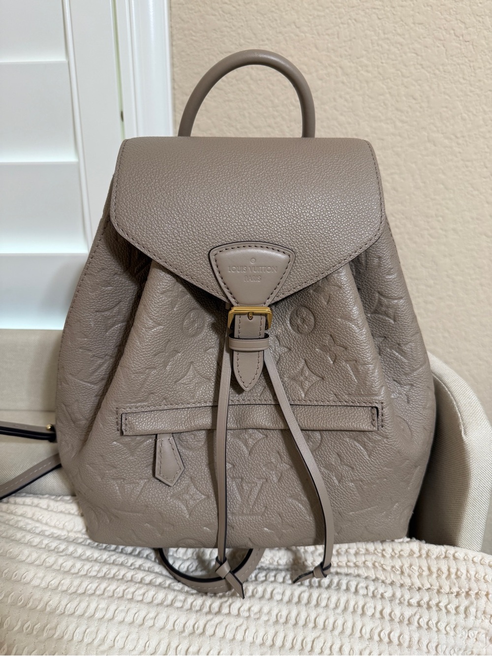 Louis Vuitton Montsouris PM Empreinte Tourterelle Backpack M45410